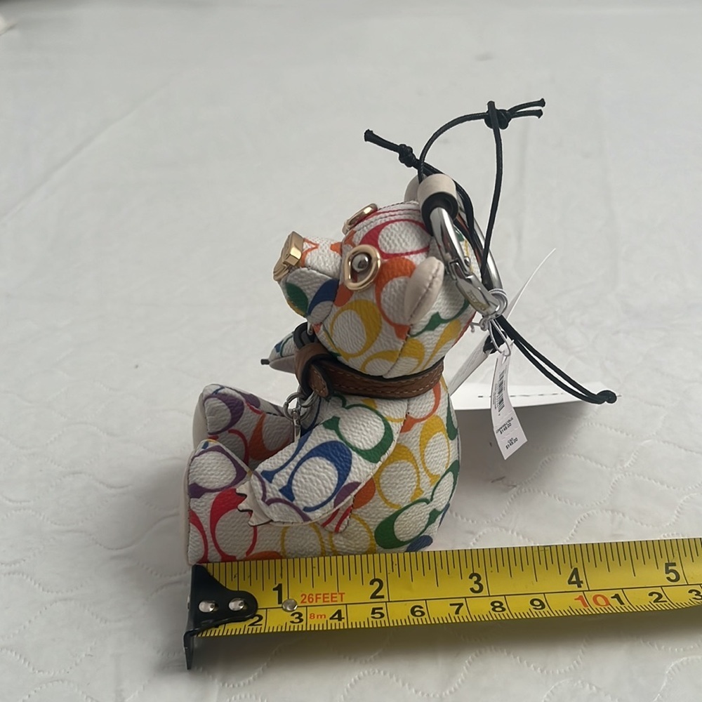 Coach signature logo multicolor rainbow bear keychain - Picture 9 of 11